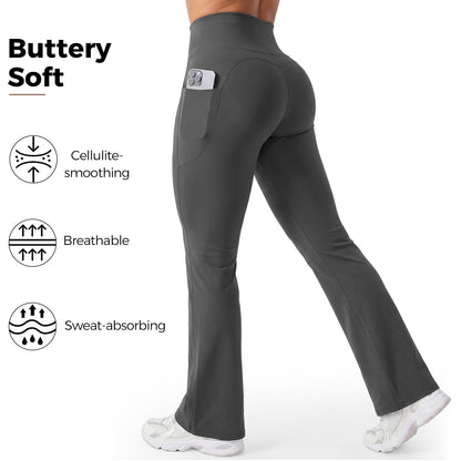 High-Waisted Tummy Control Pocket Flare Leggings