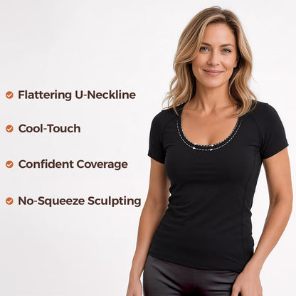 Silix Seamless U-Neck Active Tee | Cool-Touch Sculpting Workout Top