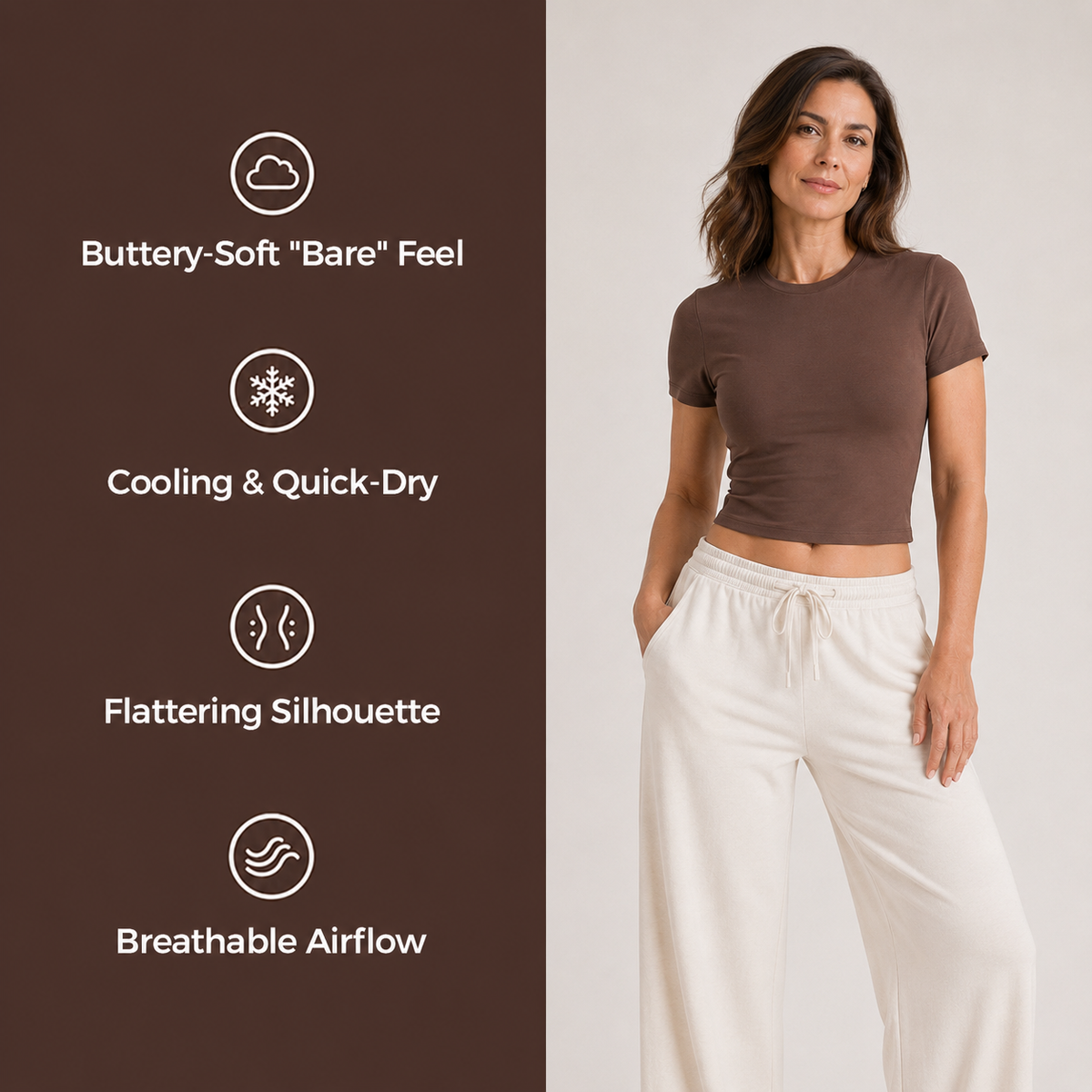 Silix AuraFlow Bareform Crew Neck Tee | Ultra-Soft, Flattering Drape Active Top