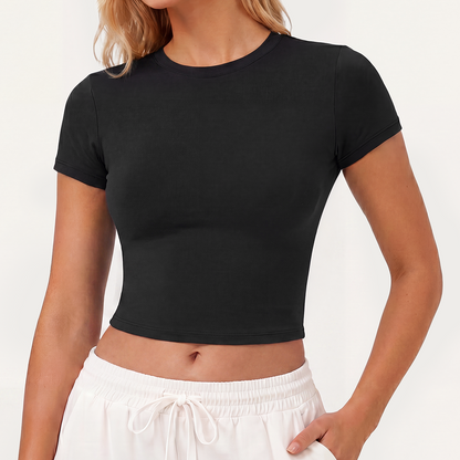Silix AuraFlow Bareform Crew Neck Tee | Ultra-Soft, Flattering Drape Active Top