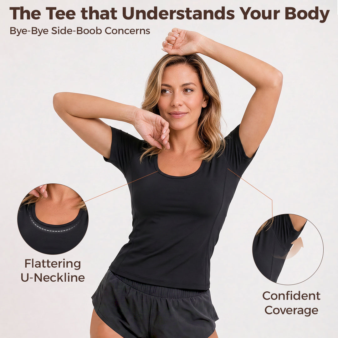 Silix Seamless U-Neck Active Tee | Cool-Touch Sculpting Workout Top