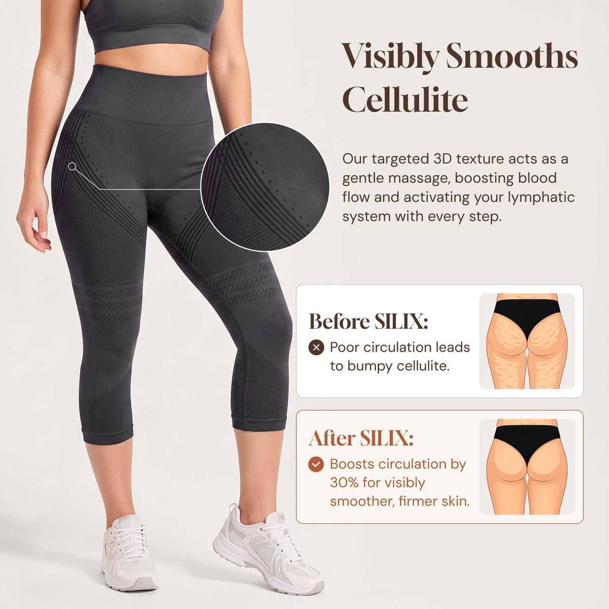3D Cellusmooth Butt Lift & Anti-Cellulite Capri Leggings | Silix