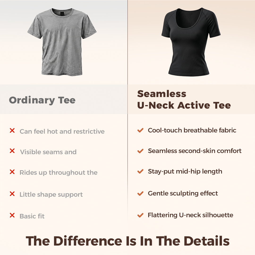 Silix Seamless U-Neck Active Tee | Cool-Touch Sculpting Workout Top