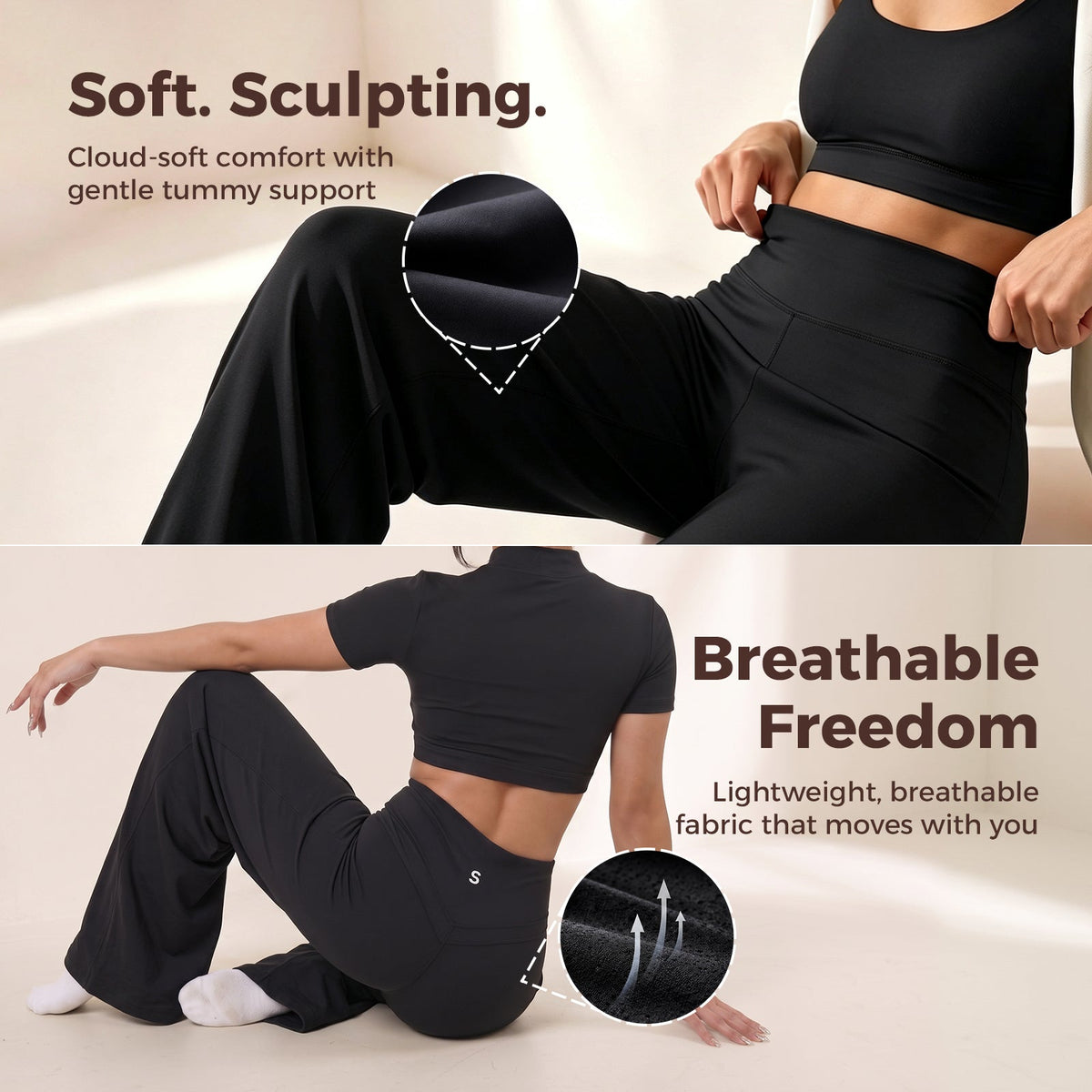 Silix™ High-Waisted Tummy-Control Wide-Leg Leggings