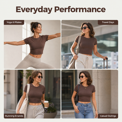 Silix AuraFlow Bareform Crew Neck Tee | Ultra-Soft, Flattering Drape Active Top